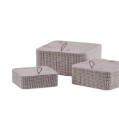 Set 3 cutii depozitare bambus gri 12 x 12 x 5 cm, 15 x 15 x  7 cm, 18 x 18 x 9,5 cm