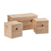 Set 3 cutii depozitare bambus natur  14 x 14 x 15 cm, 32 x 16 x 16 cm