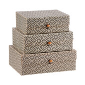 Set 3 cutii depozitare bambus negru natur 21 x 16,5 x 8 cm,  24 x 19 x 9 cm,  27,5 x 21 x 10 cm