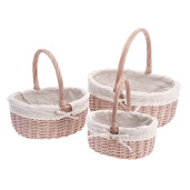 Set 3 cosuri depozitare lemn salcie natur 26,5 x 21 x 28,5, 33,5 x 26,5 x 34, 40,5 x 33,5 x 40 cm