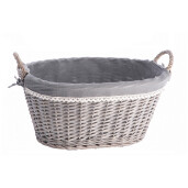 Cos depozitare lemn rachita gri 53 x 40,5 x 32 cm