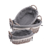 Set 3 cosuri depozitare lemn rachita gri 26,5 x 18 x 14,5 cm, 31,5 x 23,5 x 16 cm, 37 x 27,5 x 18,5 cm