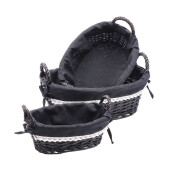 Set 3 cosuri depozitare lemn rachita negru 26,5 x 18 x 14,5 cm, 31,5 x 23,5 x 16 cm, 37 x 27,5 x 18,5 cm