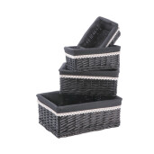 Set 4 cosuri depozitare lemn rachita negru 24 x 15,5 x 10 cm, 29 x 21 x 12,5 cm, 34 x 25 x 14,5 cm, 40 x 30,5 x 16 cm