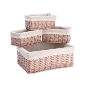 Set 4 cosuri depozitare lemn rachita natur 25 x 15 x 10,5 cm, 40 x 30,5 x 16 cm