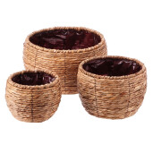 Set 3 ghivece flori fibre naturale maro III 19 x 15 cm, 26 x 18 cm, 32,5 x 21 cm