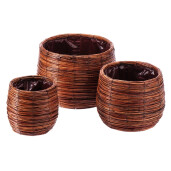 Set 3 ghivece flori fibre naturale maro II 18 x 19 cm, 24,5 x 22 cm, 31 x 25 cm