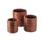 Set  ghivece flori fibre naturale maro IIII 20 x 25 cm, 25 x 29 cm, 30 x 33 cm