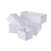 Set 4 cosuri depozitare textil alb 12,5 x 10 x 8,5, 19 x 12 x 8,5, 29 x 12 x 8,5,  31 x 26 x 9 cm