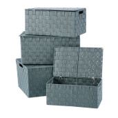 Set 4 cutii cu capac, depozitare, polietilena verde 34,5 x 21,5 x 15, 38,5 x 25,5 x 18,  42 x 29,5 x 20. 46 x 33,5 x 22 cm