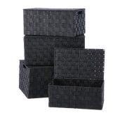 Set 4 cutii cu capac, depozitare, polietilena neagra 34,5 x 21,5 x 15, 38,5 x 25,5 x 18,  42 x 29,5 x 20. 46 x 33,5 x 22 cm