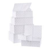 Set 7 cutii cu capac depozitare polietilena alba 23 x 16 x 9,5, 37 x 27,5 x 12, 40 x 30 x 14, 43 x 34,5 x 15,5, 47 x 38 x 17,5,  50 x 40,5 x 19,5 cm