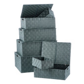 Set 7 cutii cu capac depozitare polietilena verde 23 x 16 x 9,5, 37 x 27,5 x 12, 40 x 30 x 14, 43 x 34,5 x 15,5, 47 x 38 x 17,5,  50 x 40,5 x 19,5 cm