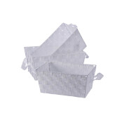Set 3 cosuri depozitare textil alb 30 x 20 x 14 cm, 32,5 x 22,5 x 15 cm, 35 x 25 x 16 cm