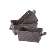 Set 3 cosuri depozitare textil maro 30 x 20 x 14 cm, 32,5 x 22,5 x 15 cm, 35 x 25 x 16 cm