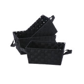 Set 3 cosuri depozitare textil negru 30 x 20 x 14 cm, 32,5 x 22,5 x 15 cm, 35 x 25 x 16 cm