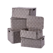 Set 5 cutii depozitare cu capac maro 28 x 18 x 11, 30 x 20 x 13, 32 x 22 x 15, 33,5 x 24 x 17, 36 x 26 x 19 cm