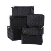 Set 5 cutii depozitare cu capac negru 28 x 18 x 11, 30 x 20 x 13, 32 x 22 x 15, 33,5 x 24 x 17, 36 x 26 x 19 cm