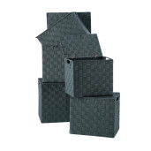 Set 5 cutii depozitare cu capac verzi 28 x 18 x 25,5, 30 x 20 x 26,5, 32 x 22 x 27,5, 34 x 24 x 28,5, 36 x 26,5 x 30 cm