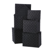 Set 5 cutii depozitare cu capac negru 28 x 18 x 25,5, 30 x 20 x 26,5, 32 x 22 x 27,5, 34 x 24 x 28,5, 36 x 26,5 x 30 cm