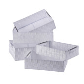 Set 5 cosuri depozitare albe 30 x 20 x 8, 32,5 x 22,5 x 9, 35 x 25 x 10, 38 x 28 x 11,  40 x 30 x 12 cm