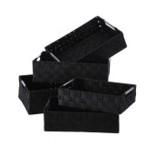 Set 5 cosuri depozitare negre 30 x 20 x 8, 32,5 x 22,5 x 9, 35 x 25 x 10, 38 x 28 x 11,  40 x 30 x 12 cm