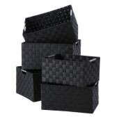 Set 5 cosuri depozitare negre 32 x 21 x 16 cm,  34 x 23 x 17 cm,  36 x 25 x 18 cm, 37 x 27 x 19 cm, 40 x 29 x 20 cm