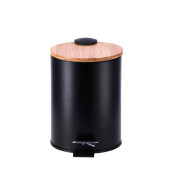Cos gunoi cu clapeta fier negru,bambus 17 x 24,5 cm, 3 L