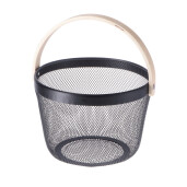 Cos depozitare metal negru lemn natur 25 x 24,5 x 18 cm