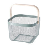 Cos depozitare metal verde lemn natur 25,5 x 17,5 cm