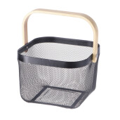 Cos depozitare metal negru lemn natur 25,5 x 17,5 cm