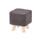 Taburet lemn textil buclat negru 27 x 27 x 26 cm