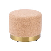 Taburet textil roz piersica metal auriu 40 x 31 cm