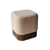 Taburet mdf maro textil bej 42 x 42 x 45 cm