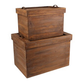Set 2 cutii depozitare lemn maro 42 x 27 x 30,5, 53 x 35 x 37 cm