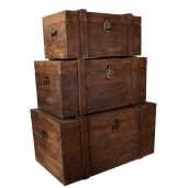 Set 3 cufere depozitare lemn maro 60 x 32 x 28, 70 x 40 x 33,5,  80 x 48 x 41 cm