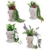 Set 4 plante artificiale multicolore in ghiveci 18 x 14 x 34 cm