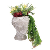 Vaza ceramica cu plante artificiale multicolore 18 x 18 x 32 cm