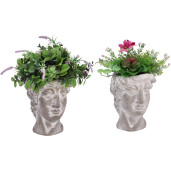 Set 2 vaze ceramica cu plante artificiale multicolore 18 x 14 x 38 cm