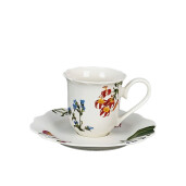 Set 2 cesti, 2 farfurioare portelan chinezesc 90 ml, 6 x 6 cm