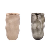 Set 2 vaze flori ceramica bej gri 14 x 25,5 cm