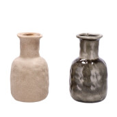 Set 2 vaze flori ceramica bej gri  13,5 x 22 cm