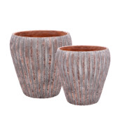 Set 2 ghivece flori ciment maro gri 28 x 28, 34,5 x 34 cm