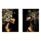 Set 2 tablouri decorative olegrafie lacuita Women II 50 x 70 cm