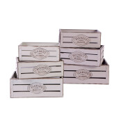 Set 6 cutii depozitare lemn 28 x 16 x 11, 32 x 19 x 12, 36,5 x 22 x 14 cm