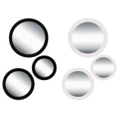 Set 6 oglinzi perete rama plastic alb negru 17,5 cm, 22,5 cm, 28 cm