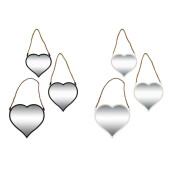 Set 6 oglinzi perete rama plastic alb negru Inimioare 20,5 x 2,5 x 18,5 cm, 23,5 x 2,5 x 23,5 cm,  27,5 x 2,5 x 26,5 cm