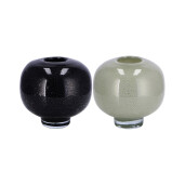 Set 2 vaze flori sticla neagra gri 14 x 14 cm
