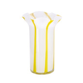 Vaza flori sticla alba galbena 16 x 25 cm