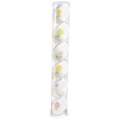 Set 6 oua decorative plastic suspendabile alb flori 4x6 cm